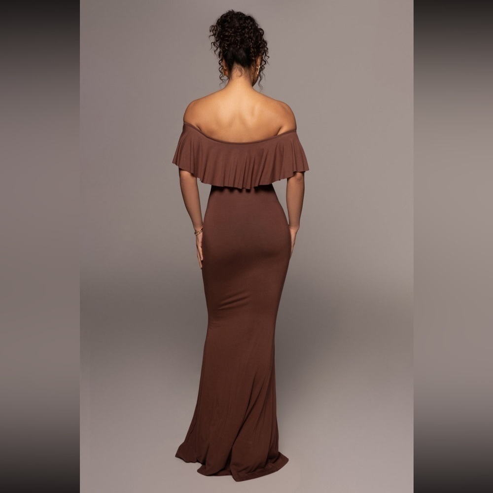 NEW JLUXLABEL Chocolate Brown Ruffle Maxi Dress - Picture 7 of 13